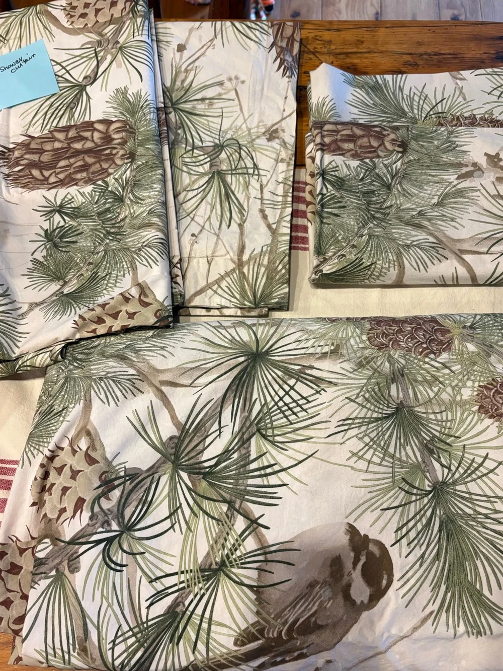 Pottery Barn Snow Pine Bird  Duvet Cover, Shams and Shower Curtain